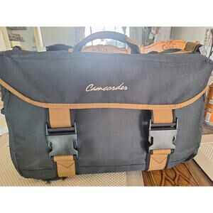 Camcorder Carry Case Black/Tan Canvas- Excellent Vintage Condition! 17"x10.5"